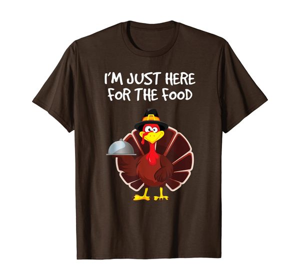 

i'm just here for the food funny thanksgiving turkey pilgrim t-shirt, White;black