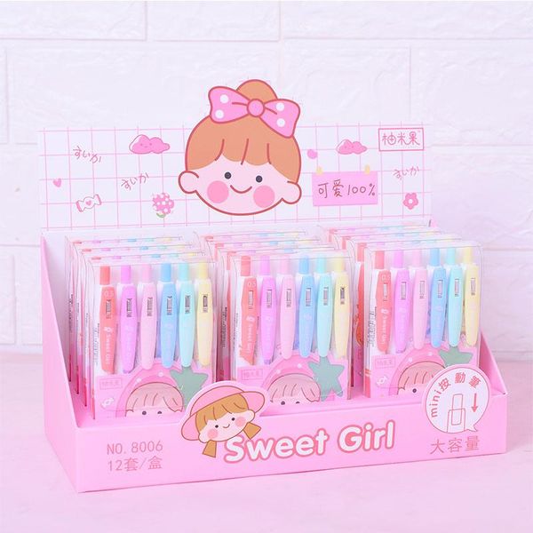 

gel pens 36 pcs/lot mini sweet girl press pen cute 0.5mm black ink signature promotional gift stationery school supplies