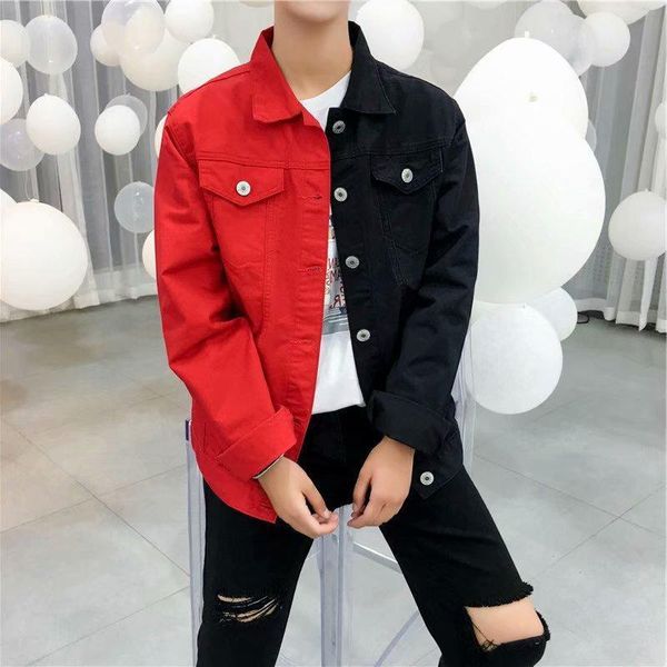 

men's jackets men slim denim jacket black red jeans homme letters embroided streetwear coat male bomber, Black;brown