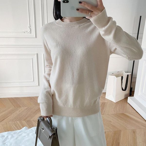 

women thin knitted o-neck sweater lady simple casual long sleeve jumper knitwear female pullover women's sweaters, White;black