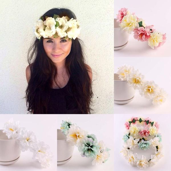 

hair clips & barrettes 1pc summer bohemia fashion women wedding big flower wreath crown headband hairband floral garlands accessories, Golden;silver