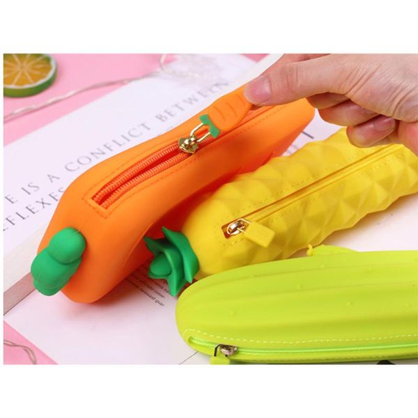 

pencil bags carrot silicone pen bag creative student large capacity simple cute