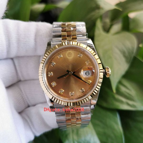 

bpf watches men wristwatches 126333 41mm yellow gold & steel diamond two tones blue luminescent jubilee bracelet sapphire automatic mechanic, Slivery;brown