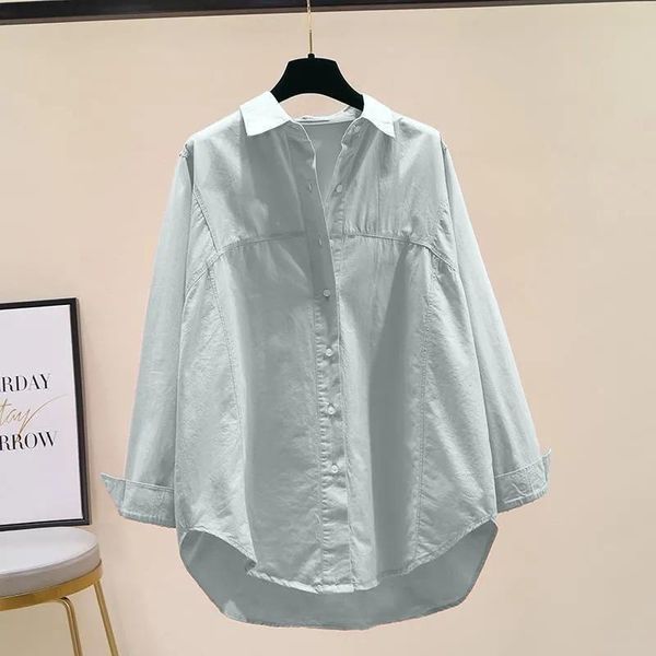 

women's blouses & shirts early spring shirt button up casual lapel long-sleeve 2021 korean loose blouse pink white blusas