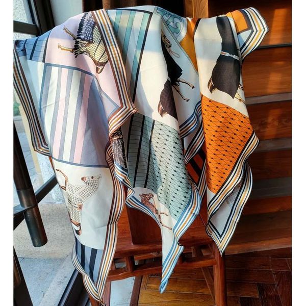 

scarves charming 100% silk neckerchief headband hairband women ladies fashoin wraps foulard, Blue;gray