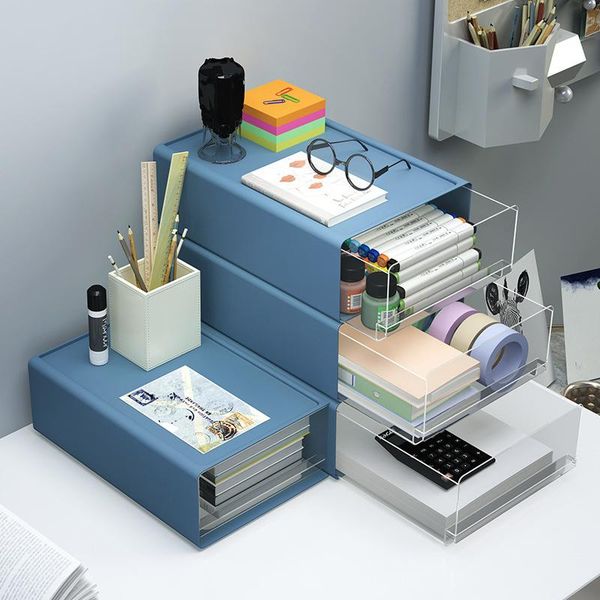 

storage bottles & jars drawer box nordic plastic transparent multi-layer office cabinet can stack student dormitory