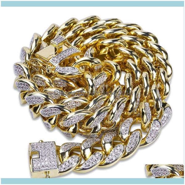 

& pendants jewelryhip hop rock male jewelry necklace copper big gold color plated iced out cz stone 14mm necklaces with 18inch 22inch chains, Silver