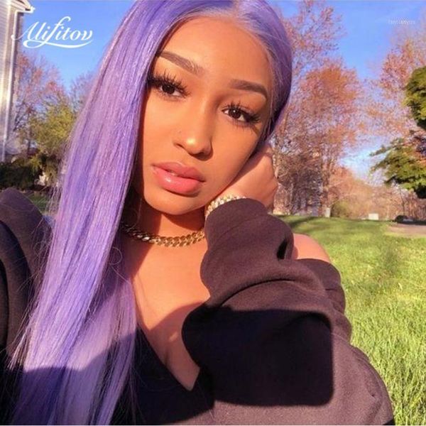 

light purple lace front wig pre plucked silky straight long remy hair human wigs for women1, Black;brown