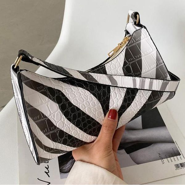 

elegant armpit women handbags solid color female pu leather shoulder bags messenger for 2021 stripe bag cross body