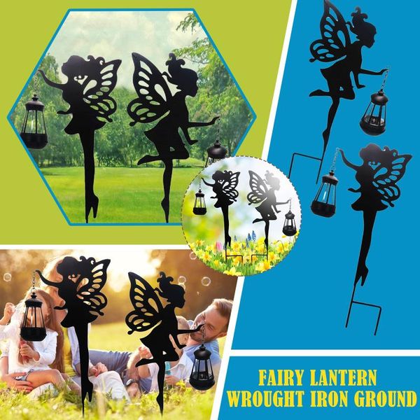 

lawn lamps wrought iron solar girl lantern garden decoration ground plug landscape light accessries