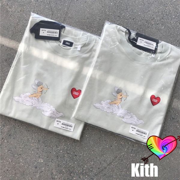 

2021ss kith cupid t-shirt men women 11 cupids heart kith tee heavy fabric short sleeve inside tag label, White;black