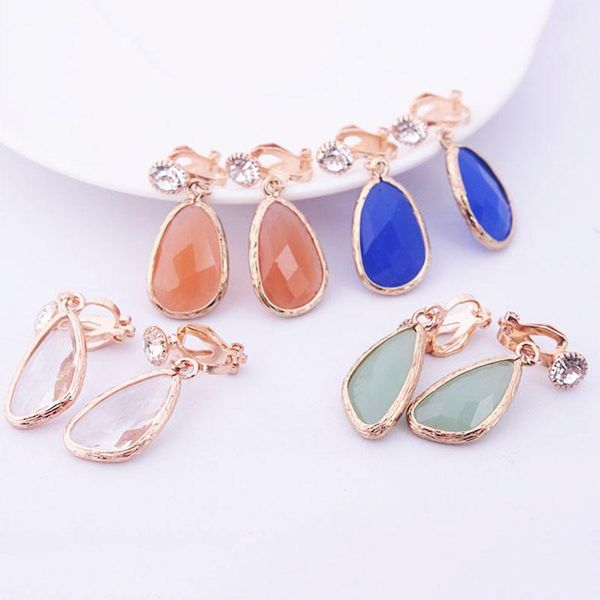 

clip-on & screw back women's earring ear clips for ears fashion geometric korea style clip on earrings women trendy metal crystal jewel, Silver