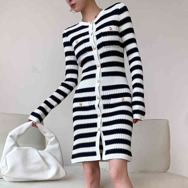 

dresses striped slim for women o neck long sleeve knitting mini hit color spring es female fashion clothing, Black;gray