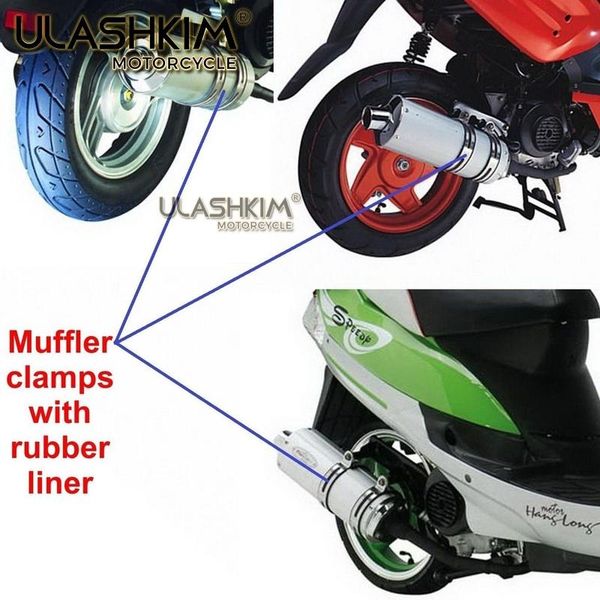 

motorcycle exhaust system universal clamp muffler scooter clamps rubbler 2 springs + 1 screws