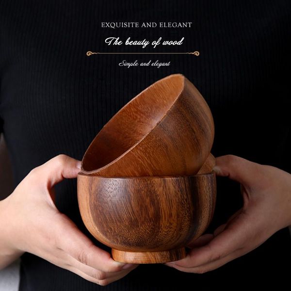 

bowls wooden bowl natural wood japanese style tableware for fruit salad noodle rice soup kitchen utensil dishes handmade crafts