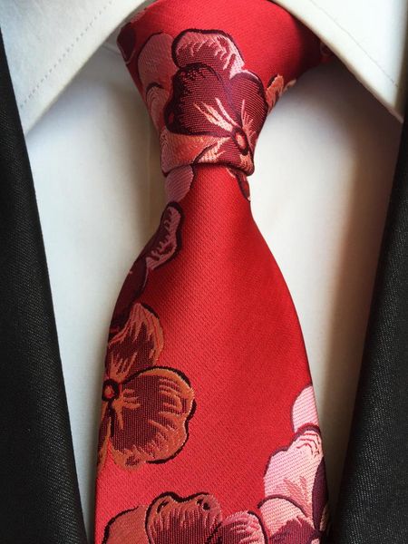 

bow ties 8cm men's jacquard woven neck tie designer red floral flowers embroidered necktie for men wedding banquet, Black;gray