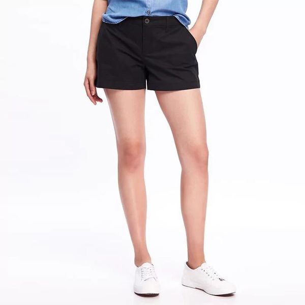 

women's shorts 2021 summer elegant spring slim casual trousers solid color black plus size female, White;black