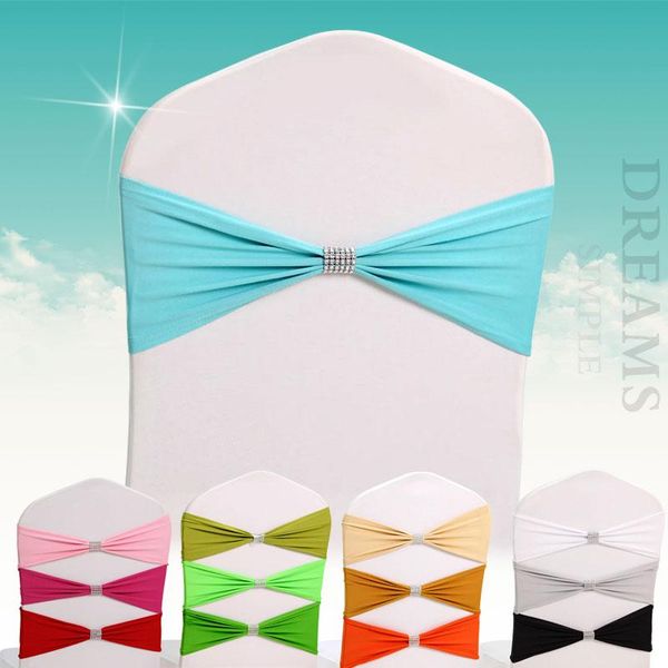 

25pcs elastic lycra chair sash wedding spandex stretch chair band with buckle l decoration cover