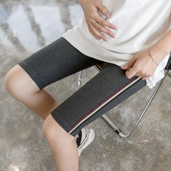 

maternity bottoms 632# summer thin half pants elastic waist belly skinny pencil legging clothes for pregnant women sports casual wear, White