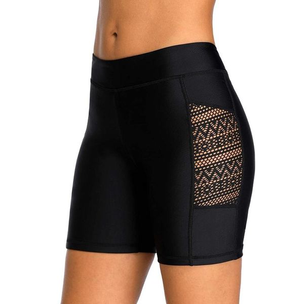 

women's shorts summer women quick dry swim lace board high waist swimsuit bottom swimwear plus size swimming micro bikini, White;black
