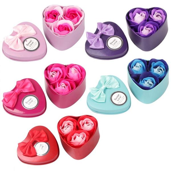 

soap flower gift box valentines day scented rose petals with bear decorative flowers & wreaths