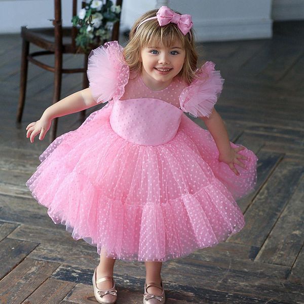 

tea length pleated ruched flower girl dresses tiered puffy princess wear for kids birthday children party ball gown tutu dress, White;blue