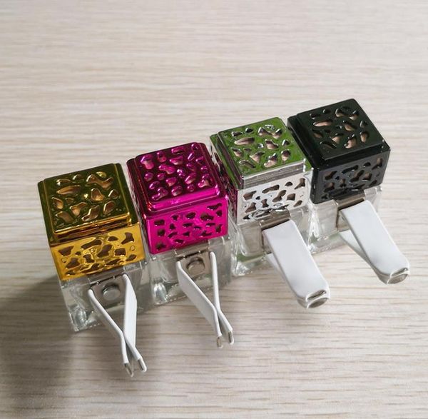 

car perfume air vent clip cube freshener empty glass bottle for cars auto pendant essential oils diffuser fragrance sn1291