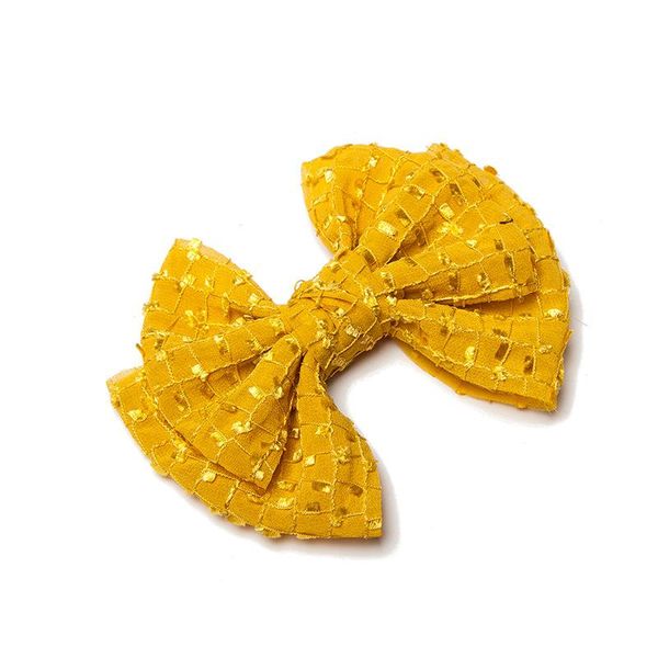 

europe and america fashion nylon grid geometric girl bow hairpin hair accessories, Slivery;white