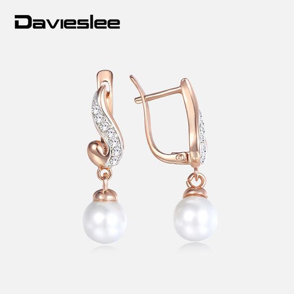 

pearl earrings for women girl clear cubic zirconia drop earring 585 rose gold girlfriends womens giftsfashion jewelry lge143 dangle & chande, Silver