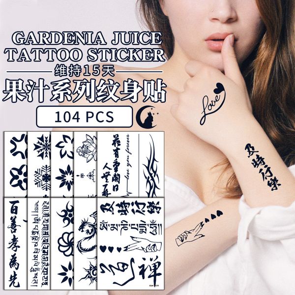 

gardenia bluebelle herbal tattoo toy sticker waterproof sweat lasting simulation tattoos plant juice cream fake kids adults lady tatto color