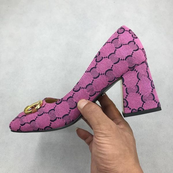 

dress shoes 2021 spring autumn women pumps square mules designerheels letter pattern mary jane summer sandals, Black