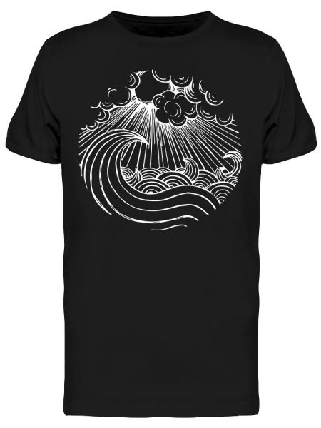 

wave sea round logo men's tee -image by shutterstock, White;black