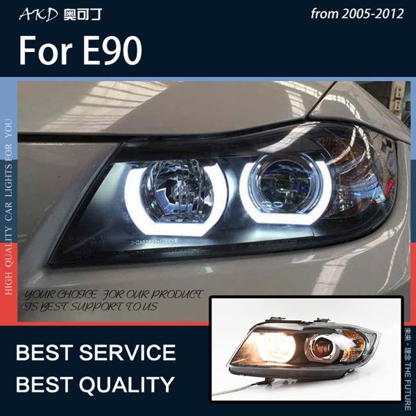 

other lighting system akd car styling for e90 2005-2012 320i 318i 323i 325i headlight drl hid head lamp angel eye bi xenon beam assembly