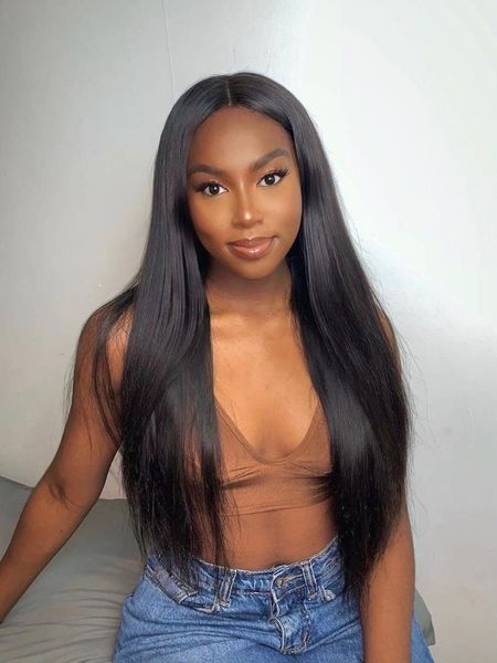 

straight lace front closure wigs for women 13x4 frontal wig, Black;brown