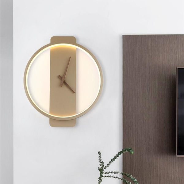 

wall lamps decor nordic bedside round simple sconce loft clock indoor fixture 18w home decoration accessories for bedroom