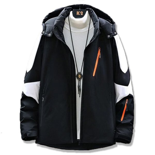 

down jacket for men 2021 fashion spring autumn bomber jackets hooded windbreaker outdoor male overcoat streetwear, Black