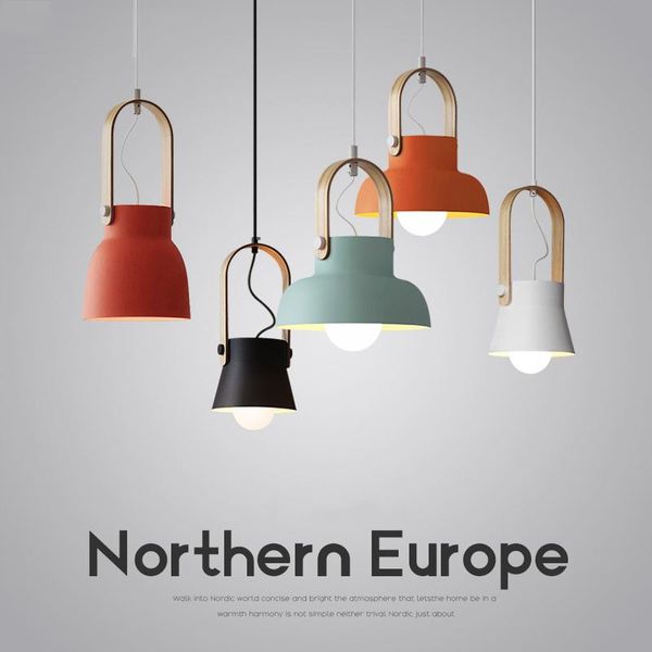 

pendant lamps nordic led iron lights macaron color creative bedroom restaurant bar hanging lamp indoor lighting fixtures