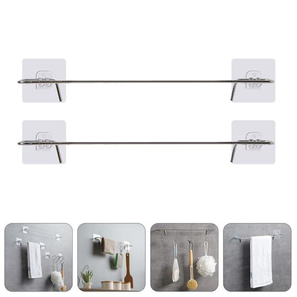 

hooks & rails 2pcs towel hanger wall-mounted holder rack bathroom accessories