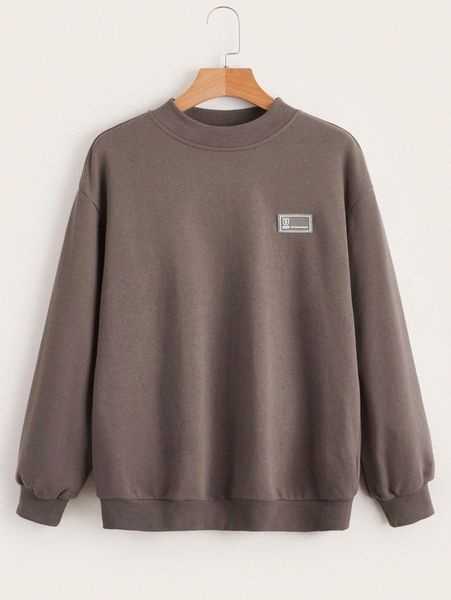 

women patched round neck sweatshirt w6j4#, White;black