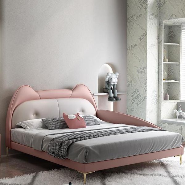 

baby cribs leather children's bed girl princess pink 1.2m 1.5m single nordic luxury italian soft bag