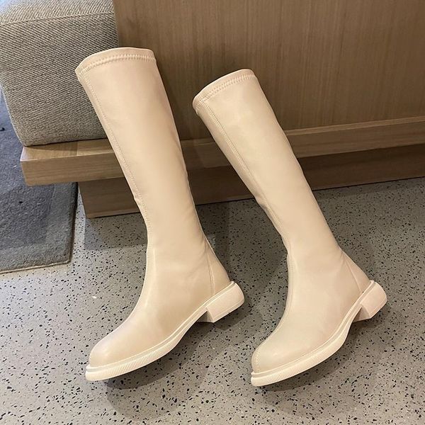 

boots women high heels shoes round toe 2022 rubber autumn ladies solid ytmtloy zipper botines de mujer square heel winter, Black