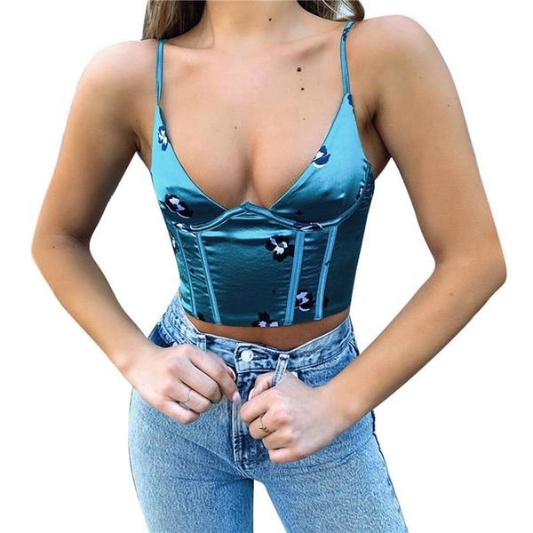 

deep v-neck women tank summer sleeveless short mini camisoles female high streetwear floral/solid backless crop camis women's tanks &, White