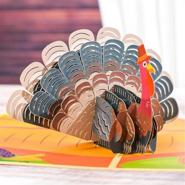 

greeting cards up thanksgiving day turkey card 3d fall give thanks birthday gift