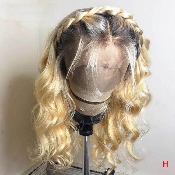 

color wave wig honey blonde ombre 13x6 hd transparent lace front human hair wig pre plucked lace wigs for women remy 150, Black