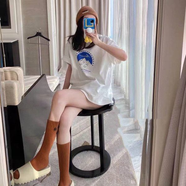 

summer fashion 21ss new spring ader letter and snow mountain print short sleeve t-shirt os style unisex, Gray