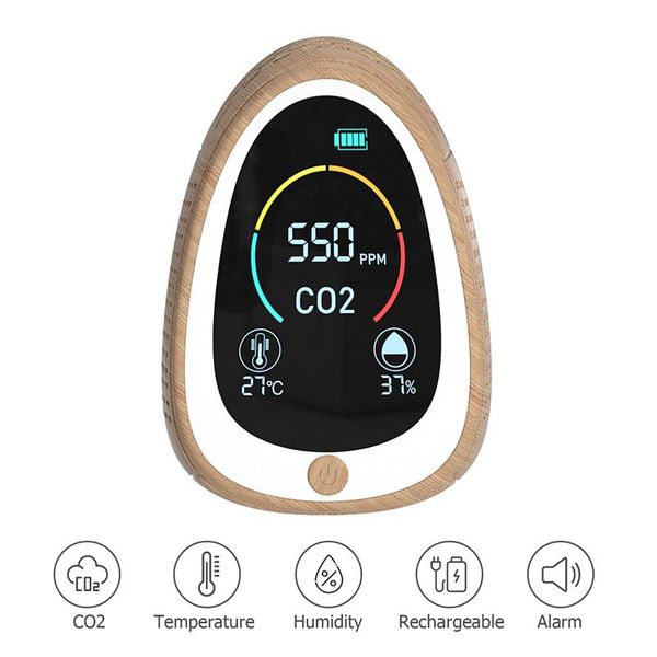 

gas analyzers air quality monitor co2 alarm detector lcd indoor temperature humidity carbon dioxide tester 1400mah rechargeable