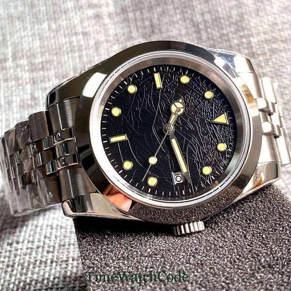 

bliger 36mm real miyota 8215 movement automatic watch black dial light-emitting sapphire jubilee glass/oyster bracelet unisex, Slivery;brown