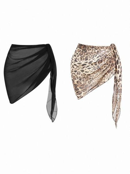 

2pack chiffon knot cover up l1il#, White;black