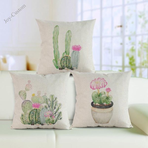 

cushion/decorative pillow the small fresh green plant cactus bonsai ink style pattern case simple natural home sofa decoration cushion cover