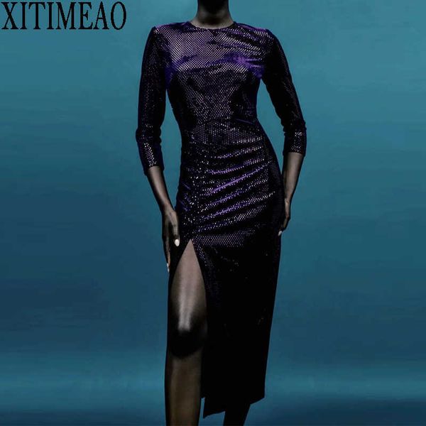 

za women fashion elegant lady backless o-neck sequin wrap body long sleeve nightclub party dress 210604, Black;gray